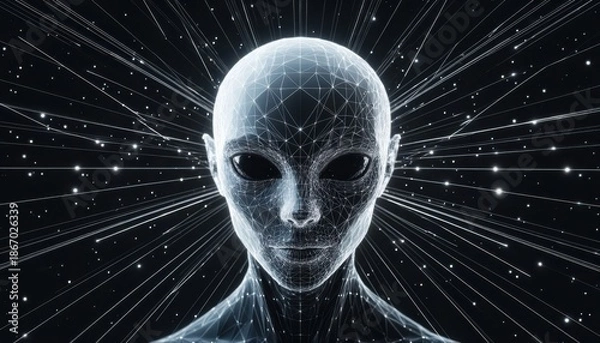 Obraz Futuristic alien head portrait