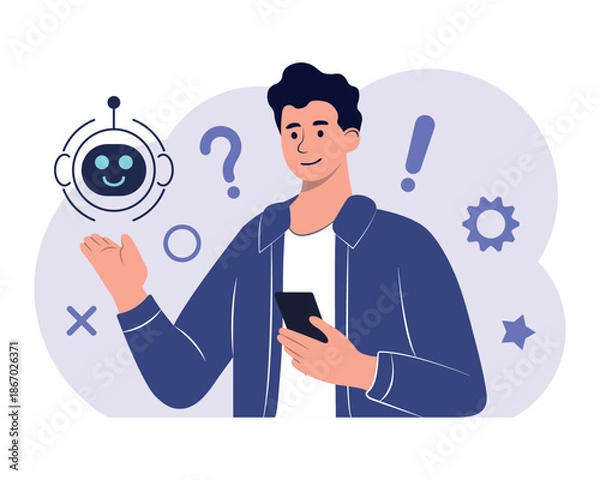 Obraz Character using artificial intelligence vector illustration