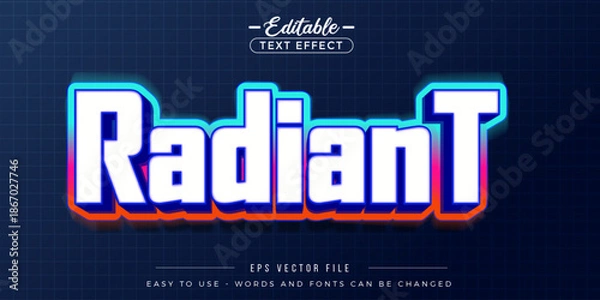 Obraz White radiant text, editable text effect.