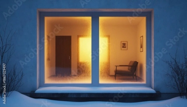 Obraz Warm window winter night