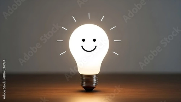 Obraz Creative Idea Concept with Smiling Light Bulb Illustration