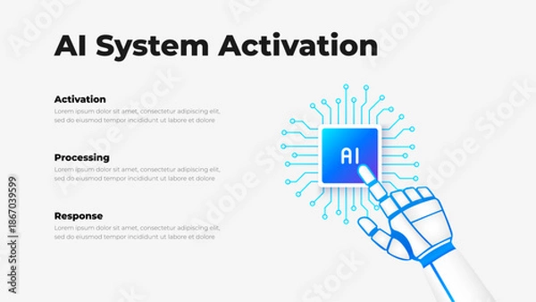 Obraz AI System Activation Illustration, Artificial Intelligence Chip Concept, Machine Learning Technology Vector Illustration