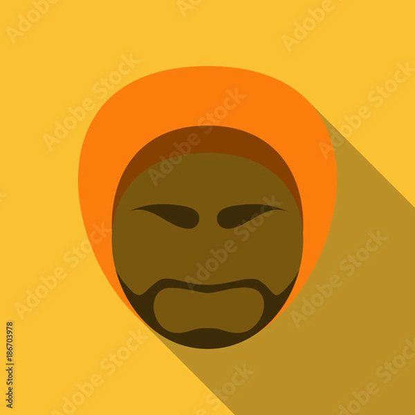 Fototapeta Portrait of an arab man ( Arabian Shekih) in traditional dress over in flat style with shadow