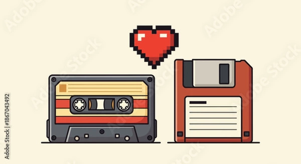 Obraz Old PC hardware icon illustration