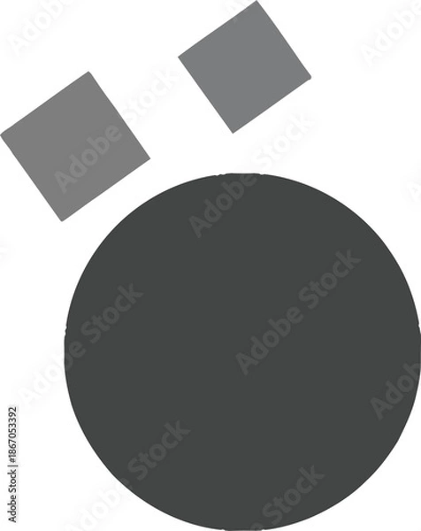 Obraz Abstract geometric composition with dark circle, squares, and a triangle moving on a gradient background