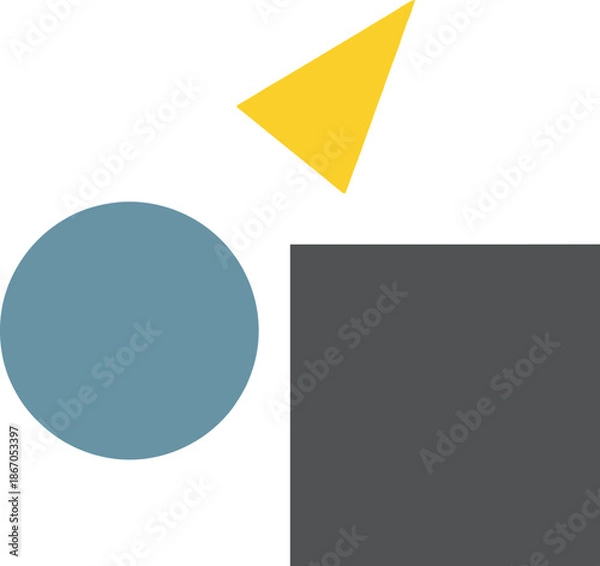 Obraz A minimalist abstract composition featuring three primary geometric shapes