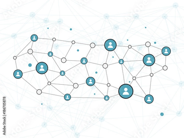 Fototapeta Social Network Vector Design Concept Illustration with User Icons