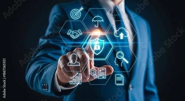 Obraz Digital Security Protection Concept with Shield Interface