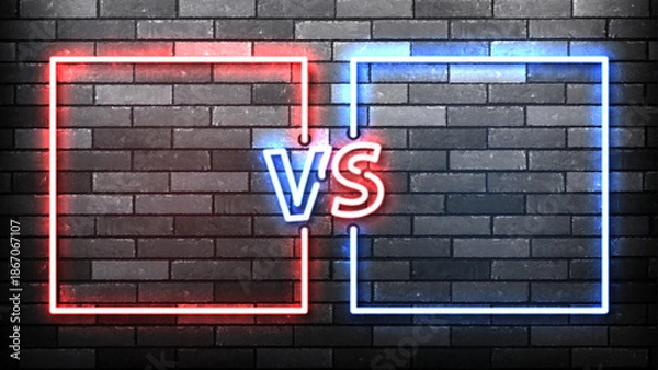 Obraz Vector VS neon frames isolated on wall background.