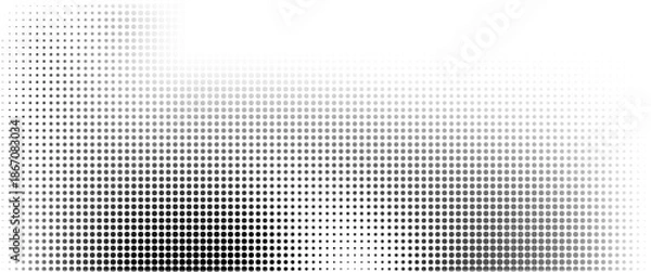Fototapeta Dotted halftone gradient texture. Fading polka dot background. Repeated dots gradation pattern background.