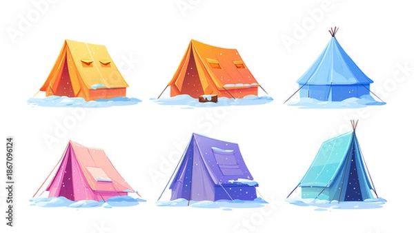 Obraz カラフルな冬のテント６種類_透過素材