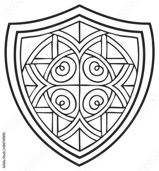 Obraz Stylized Shield Design with Intricate Geometric Pattern