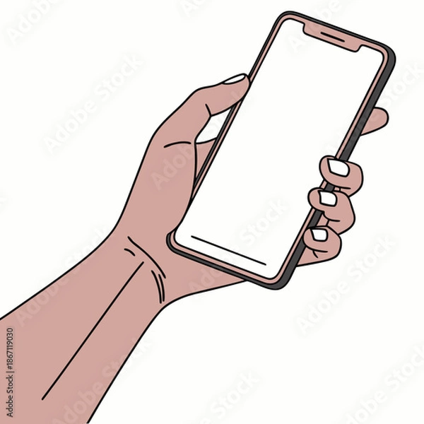 Obraz Hand Holding Smartphone with Blank Screen | Customizable Mobile App