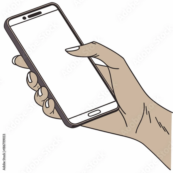 Obraz Hand Holding Smartphone with Blank Screen | Customizable Mobile App