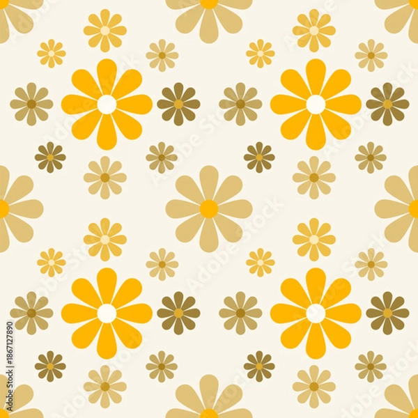 Obraz Cute Seamless Yellow Flower Floral Pattern Background