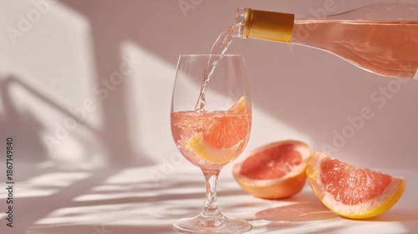 Fototapeta Refreshing drink at sunny setting