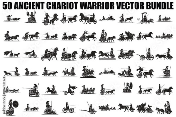 Fototapeta Ancient Chariot Warrior Vector Bundle