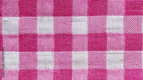 Obraz Pink and white gingham fabric texture with checkered pattern