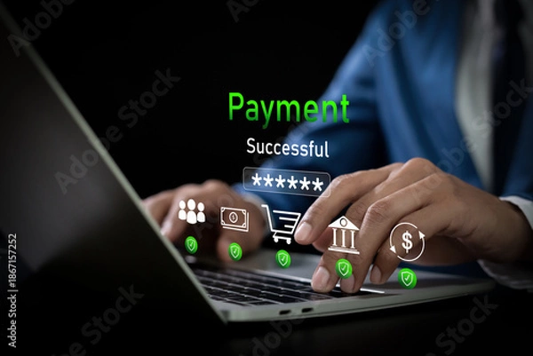 Obraz Secure online transaction and digital banking concept.