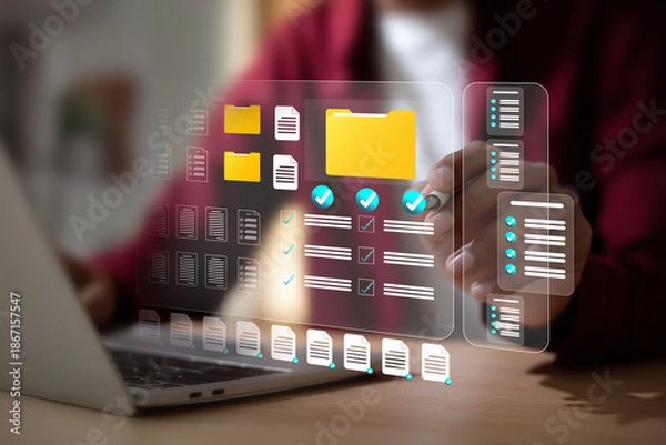 Obraz Document management system and online database concept.