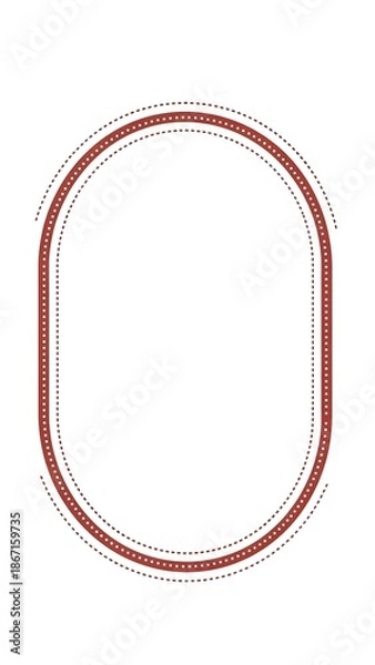 Obraz Abstract red oval frame with dotted lines on white background