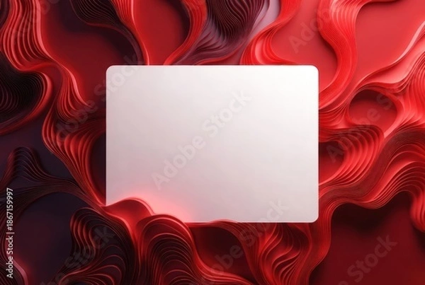 Obraz Abstract Red Waves with Blank Space for Overlay Text or Graphic Design Elements in a Dynamic Visual Composition