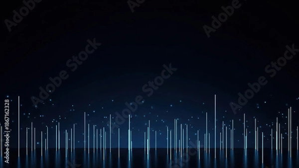 Fototapeta Abstract blue tech engineering background colourful technology business code network binary wave colours glowing digital light line reflection futuristic data