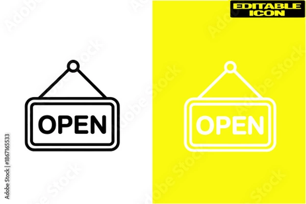 Obraz Two open signs on checkered background Vector