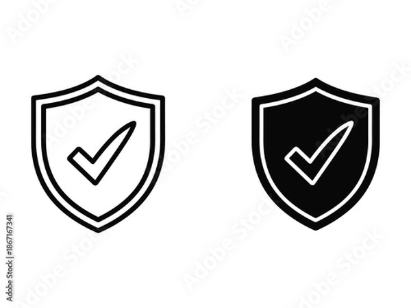 Obraz Shield icon with checkmark symbolizing security and approval