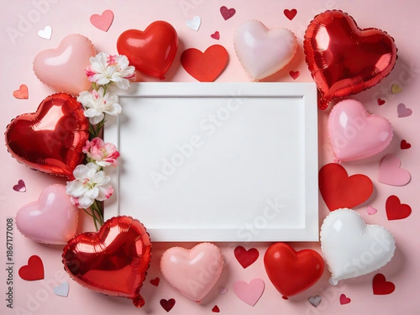 Obraz Frame mockup valentines day background