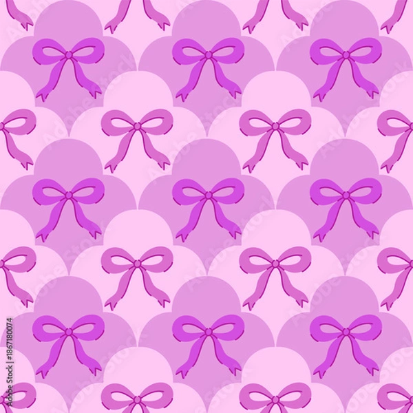 Obraz Pink seamless pattern with pink bows. Vector graphics.
