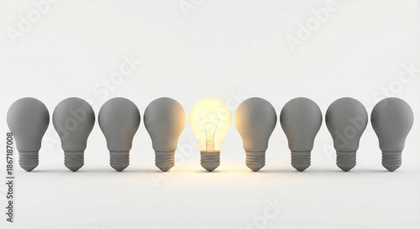 Obraz Glowing lightbulb standing out from the crowd