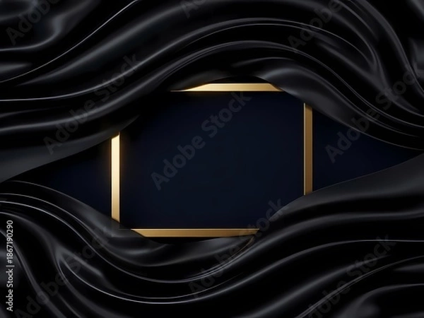 Obraz 黒いドレープと金色のフレームの優雅な構成