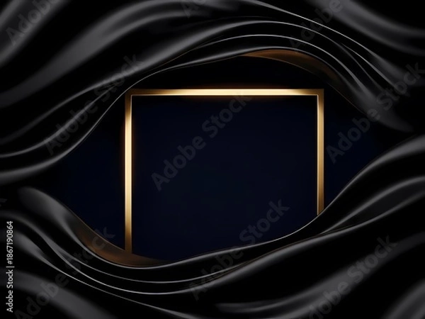 Obraz 黒い布と金のフレーム、高級感ある背景素材