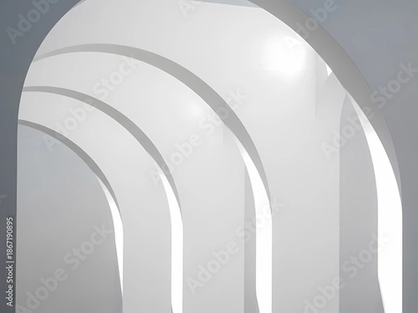 Obraz 白いアーチが連なる、ミニマルな空間デザイン