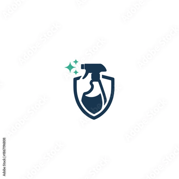 Obraz Cleaning shield with spray bottle icon