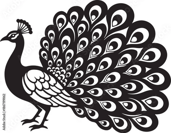 Obraz Peacock Silhouette Vector Bundle