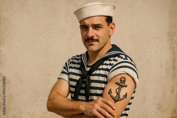 Obraz man with anchor tattoo