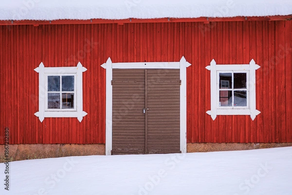 Fototapeta old red barn