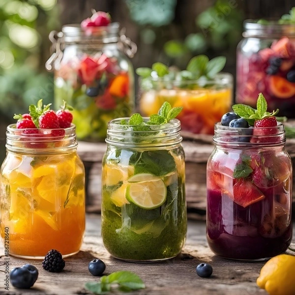 Obraz Fresh Cocktail Drink Fruit Background