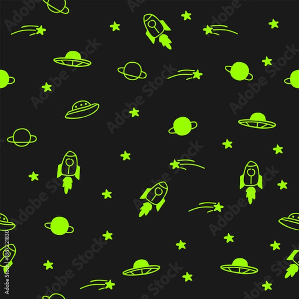 Obraz Cute cartoon space pattern background vector design