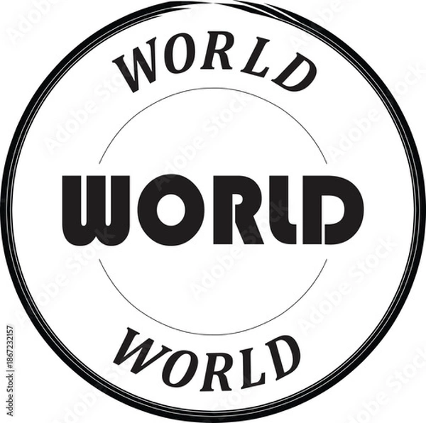 Fototapeta World Stamp Emblem – Bold Circular Typography Vector Design