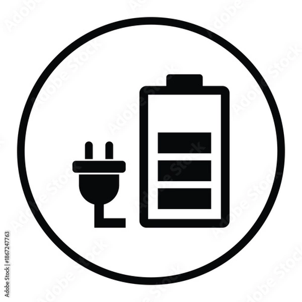 Obraz charging battery plug icon vector