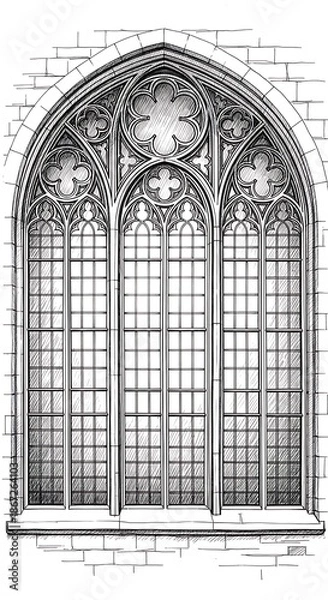 Obraz Gothic Architectural Window Design.