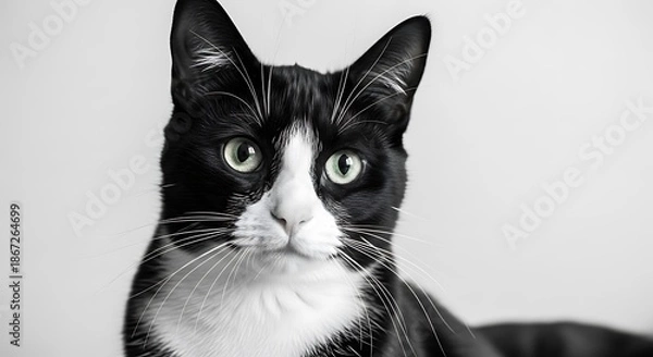 Obraz Black and White Cat Portrait.
