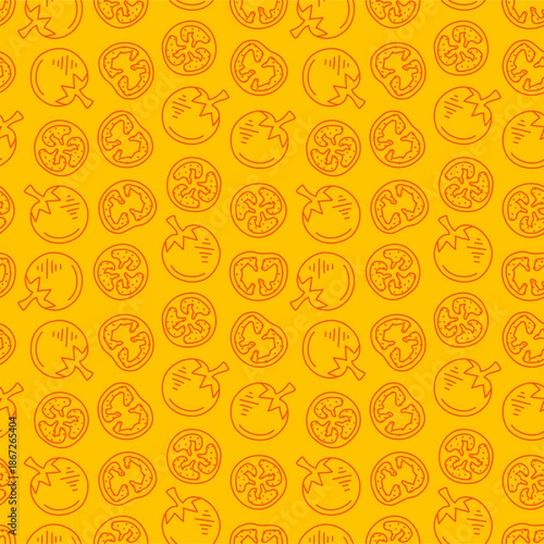 Obraz doodle tomato pattern Background. tomato doodle pattern background. seamless pattern tomato background.