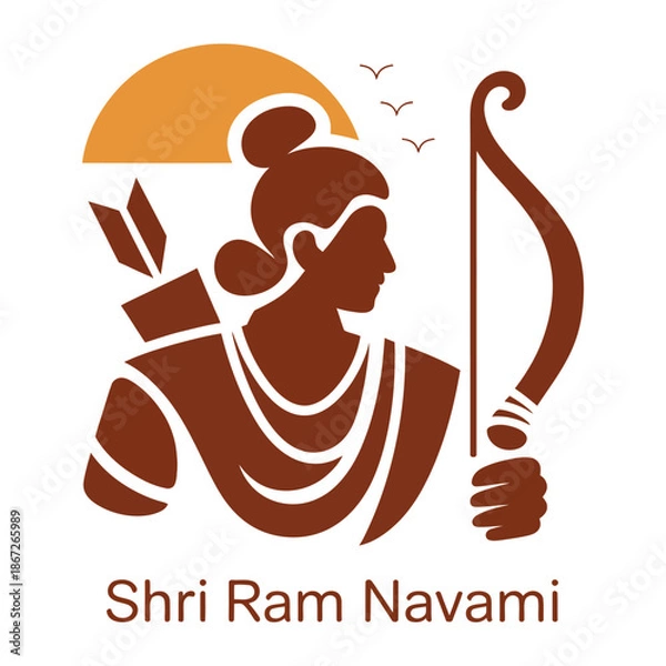 Fototapeta Ram Navami Modern Flat Vector Illustration.