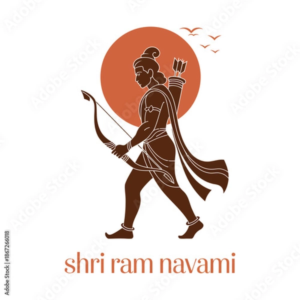 Fototapeta Ram Navami Modern Flat Vector Illustration.