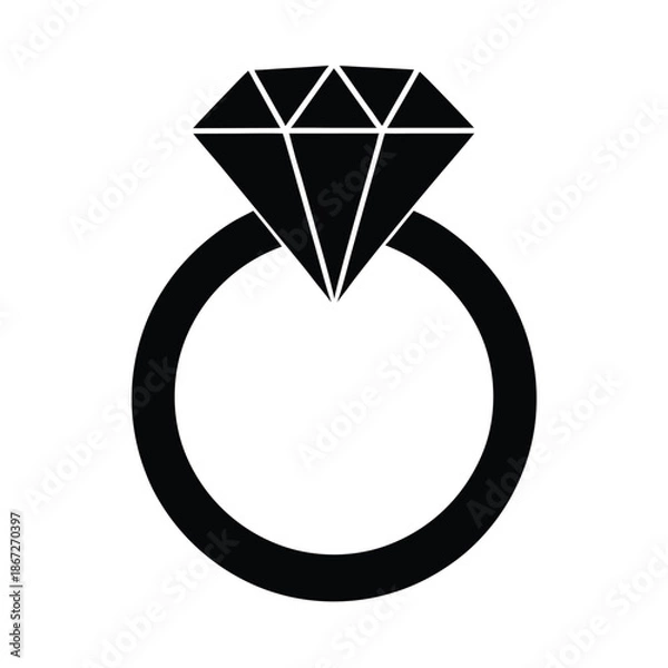 Fototapeta diamond-ring-silhouette--love-commitment-theme.eps