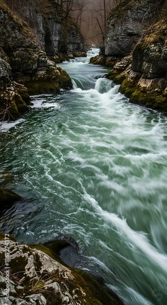 Obraz Fast Flowing Mountain River.